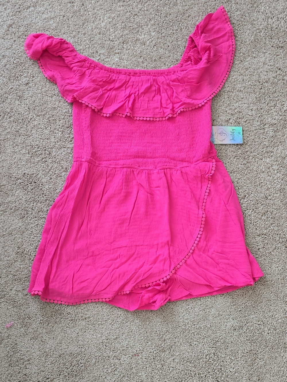 Justify Hot Pink Off-Shoulder Romper